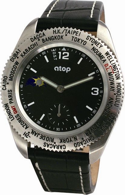 atopワールドタイム　リストウォッチ 腕時計　WWS-1A　ブラック