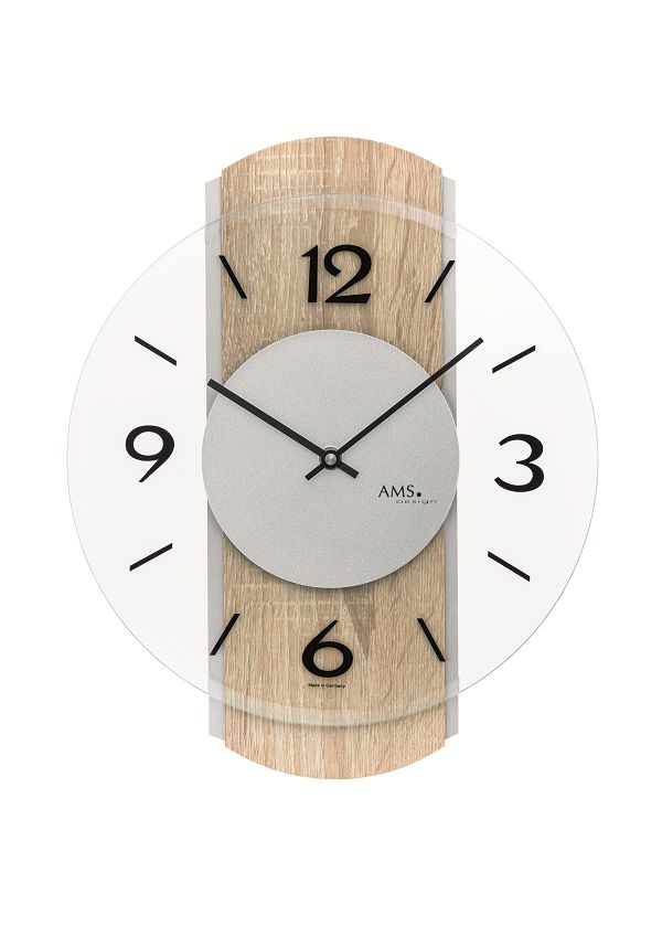 お洒落なデザインです！　ＡＭＳ掛け時計　アームス壁掛け時計　AMS9706  ウッド文字盤【送料無料】