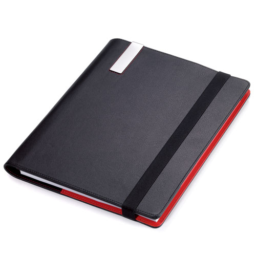 レザーノート＆手帳カバーA4　BOK22LE　レッド＆ブラック　TROIKA