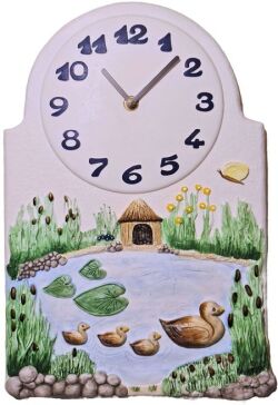 Terrastudio　セラミック時計　  テラスタジオ　陶器　掛け時計　ドイツ製　Wall Clock 00-2606 アヒル　壁掛け時計　手造り　ギフト　贈り物　お洒落【送料無料】