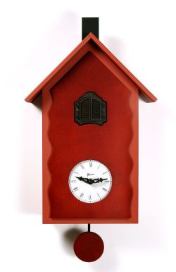 カッコーが鳴いて時刻を知らせます！Pirondini  鳩時計　カッコークロック　イタリア・ピロンディーニCucuLac101Rosso