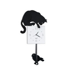 Arti e Mestieri  振り子時計 Pendolum clock Hunter Kat　アルティ・エ・メスティエリ 3068-C71 black イタリア 　掛け時計　猫　cat【送料無料】