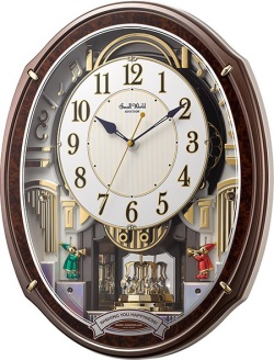 からくり時計　電波時計　スモールワールド　アルディ　4MN545RH23　リズム時計　掛け時計　名入れ