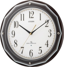 高性能スリーウェイブ！　電波掛け時計4MY804-006　スリーウェイブM804　シチズン時計