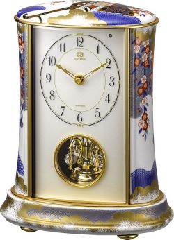 香蘭社・リズム時計共同開発品　回転飾り置き時計　ハイクオリティコレクション　御所車の図793　リズム時計　4RH793HG04　無料名入れ