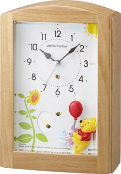 アラーム時刻になるとオルゴールが鳴ります！くまのプーさんのアラームクロック  4RM761MC06　リズム時計