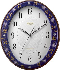 香蘭社・リズム時計共同開発品　掛け時計　ハイクオリティコレクション　ルリ薔薇485　リズム時計　8MY485HG04　無料名入れ