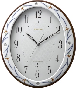 香蘭社・リズム時計共同開発品　掛け時計　ハイクオリティコレクション　染錦春蘭485　リズム時計　8MY485HG11　無料名入れ