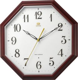 天然木の掛け時計　ハイグレード　8角形　RHG-M010　掛け時計　リズム時計　壁掛け時計 8MY530HG06 無料名入れ