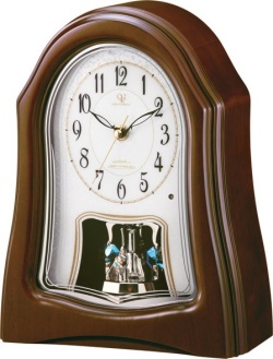 回転飾り付きウッド置き時計　ハイグレード　RHG-S57N　リズム時計　8RY401HG06　無料名入れ