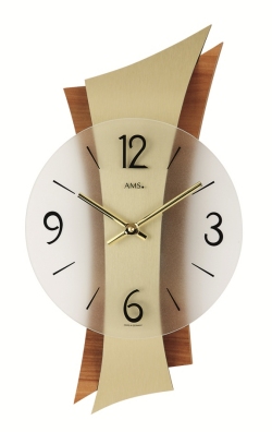 天然木がアクセント！　ＡＭS　アームス掛け時計　AMS9396