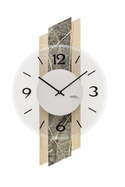 AMS掛け時計　ＡＭＳ壁掛け時計　アームス壁掛け時計　AMS9664　天然木　木の葉【送料無料】