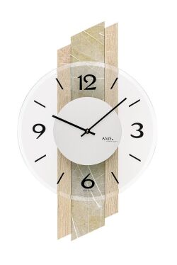 AMS掛け時計　ＡＭＳ壁掛け時計　アームス壁掛け時計　AMS9665　天然木　木の葉【送料無料】