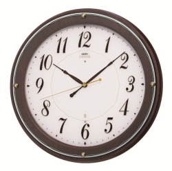 エレガントな木製フレームがお洒落です！セイコー掛け時計エンブレム　SEIKO電波時計　HS545B　グリーン購入法適合商品