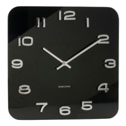 Karlsson　カールソン　掛け時計　Karlsson　Vintage　Square　Glass　Clock　ブラック　壁掛け時計　KA4398 【送料無料】