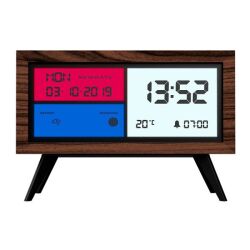 ニューゲート置時計　NEW GATE　目覚まし時計　アラームクロック　スペクトロノーマ  LCD-SPECT2 BROWN　ムーンフェイズ　レトロ　温度