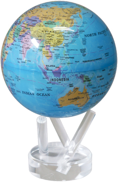 回り続ける不思議な地球儀 4.5"MOVA GLOBES 　ムーバグローブ　MG45BOE　 φ１１．４ｃｍ Blue w/Political Map