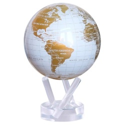 ムーバグローブ　ゆっくりと回り続ける不思議な地球儀 4.5" MOVA GLOBES   MG45WGE　φ１１．４ｃｍ White and Gold