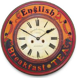 アンティーク調でお洒落！ロジャーラッセル掛け時計　RogerLascelles掛け時計 ENGLISH BREAKFAST TEA CLOCK 壁掛け時計　PUB-TEA