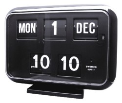 TWEMCOカレンダー時計　　QD-35BLACK　ブラック　置き掛け兼用時計