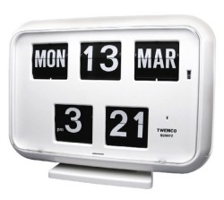 TWEMCOカレンダー時計　　QD-35WHITE ホワイト　置き掛け兼用時計