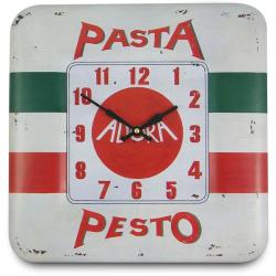 レトロ調でお洒落 ロジャーラッセル掛け時計　RogerLascelles　掛け時計　SQUARE TIN WALL CLOCK PASTA PESTO DESIGN 壁掛け時計　SQ-PESTO