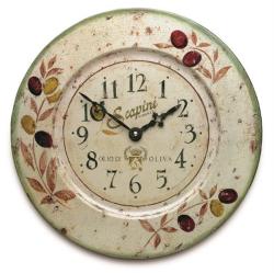 掛け時計　アンティーク調　お洒落　ロジャーラッセル壁掛け時計　RogerLascelles掛け時計　French Tin Wall Clock, Olives Design  壁掛け時計　TIN-OLIVES