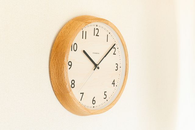 DROP CLOCK シャンブル掛け時計 電波時計 オーク 北欧 掛け時計