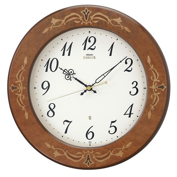 象嵌模様がエレガント！セイコーエンブレム掛け時計 SEIKO電波時計