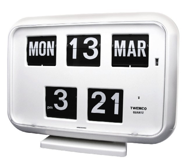TWEMCO QD-35WHITE ホワイト カレンダークロック/置き掛け兼用時計