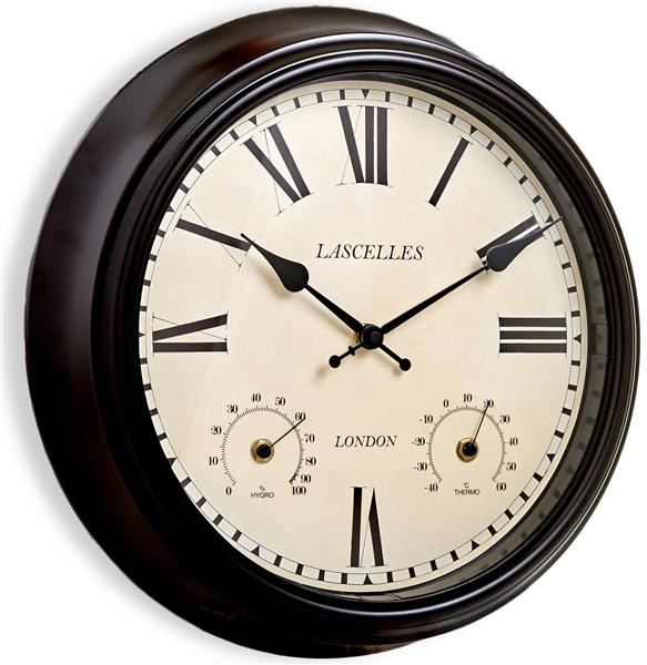 屋内屋外兼用！温湿度計付き掛け時計 ロジャーラッセルRogerLascelles