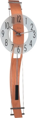 ガラスと木の調和が美しい　ヘルムレ（HERMLE)製振り子時計　Kennington　ビーチウッド 　70644-382200