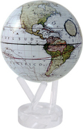回り続ける不思議な地球儀 4.5"MOVA GLOBES 　ムーバグローブ　MG45WCT　  φ１１．４ｃｍ Cassini Terrestrial White