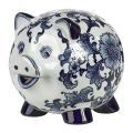 磁器貯金箱　マネーバンク　豚　Porcelain Piggy Bank - Blue/White  Piggy　PPB-P