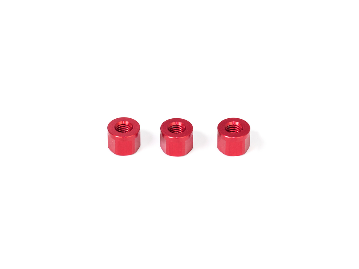 <T282> アルミマウントスペーサー M3x6x4.5mm（レッド/3個）