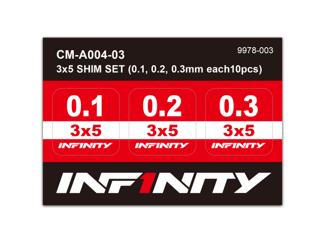 INFINITY - 3x5 SHIM SET (0.1, 0.2, 0.3mm each10pcs)