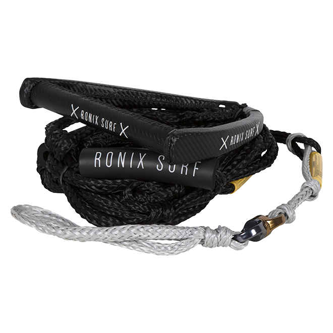 RONIX  Spinner Synthetic Surf Rope w/11 in. Handle w/ 30ft. 9-Sect. Rope - Carbon