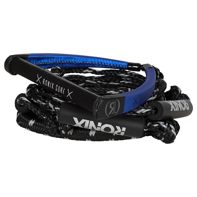 RONIX  PU Syn. Bungee Surf Rope w/11 in. Handle w/ 25ft. 4-Sect. Rope - Blue