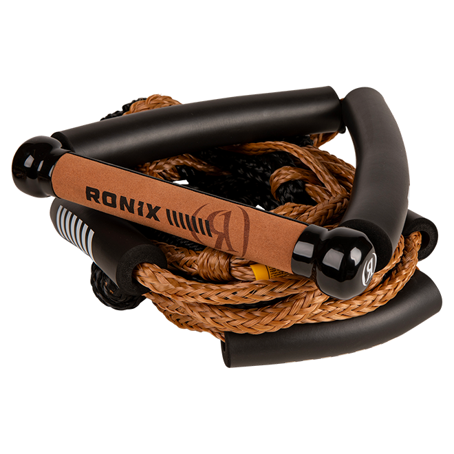 RONIX  Bungee Surf Rope w/10 in. Handle Hide Grip - 25ft. 5-Sect. Rope -  Mocha