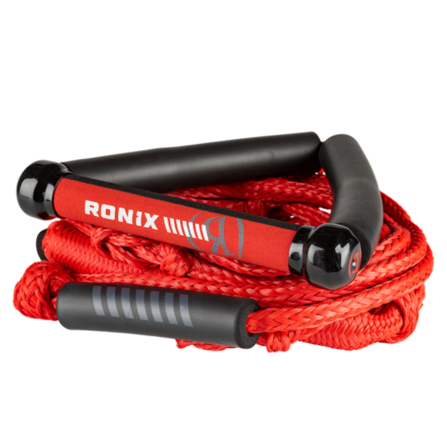 RONIX  Bungee Surf Rope w/10 in. Handle Hide Grip - 25ft. 5-Sect. Rope -  Crimson Red