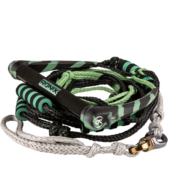 Spinner Silicone Surf Rope-11 in. Handle w/ 25ft 4-Sect. Rope - Jade / Black