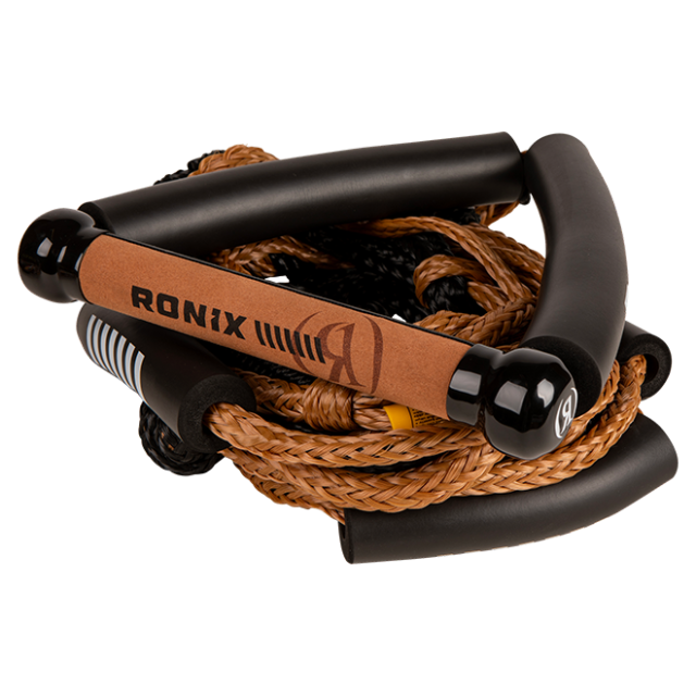 RONIX  Bungee Surf Rope w/10 in. Handle Hide Grip - 25ft. 5-Sect. Rope -  Mocha