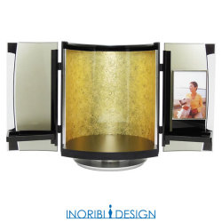 小さなデザイン仏壇　【PULEA（ピュレア）】　黒・飾り板[金模様]