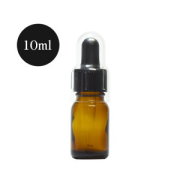 スポイトキャップ付茶色遮光瓶10ml（黒/ガラススポイトキャップ付/オーバーキャップ付）