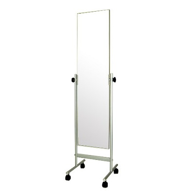 KH25SI キャスター姿見 ミラーサイズH1219mm×W305mm アルミフレーム 脚