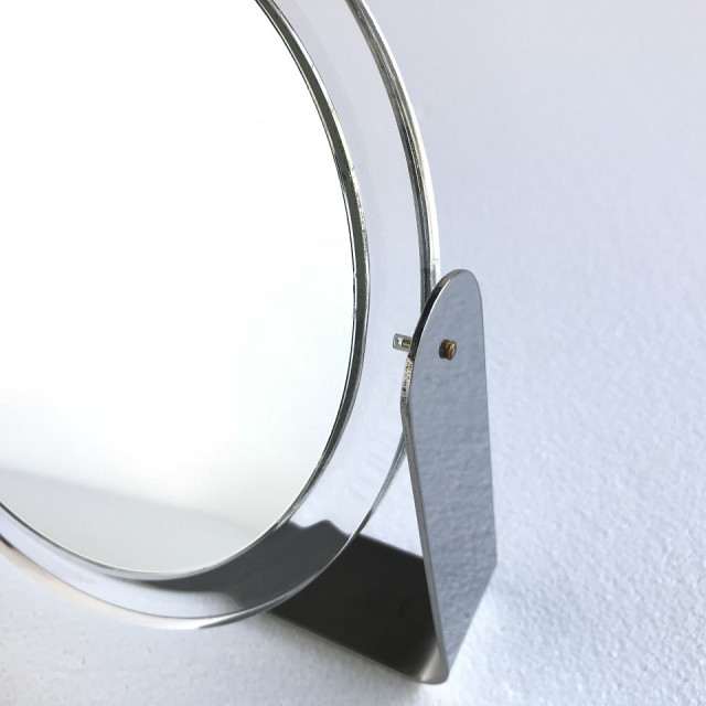 TS2100 卓上両面スタンドミラー 裏面拡大鏡 クロームメッキ 2ミリ厚