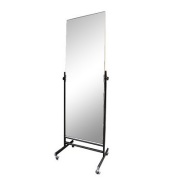 KH14ST キャスター姿見 ミラーサイズH1524mm×W457mm 上下ステンレス爪 脚部スチール小判型パイプ ブラック（日本製）