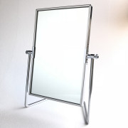 KM230 卓上角型スタンドミラー ステンレス/クロームメッキ 5ミリ厚ミラー使用 サイズH300mm×W200mm（日本製）