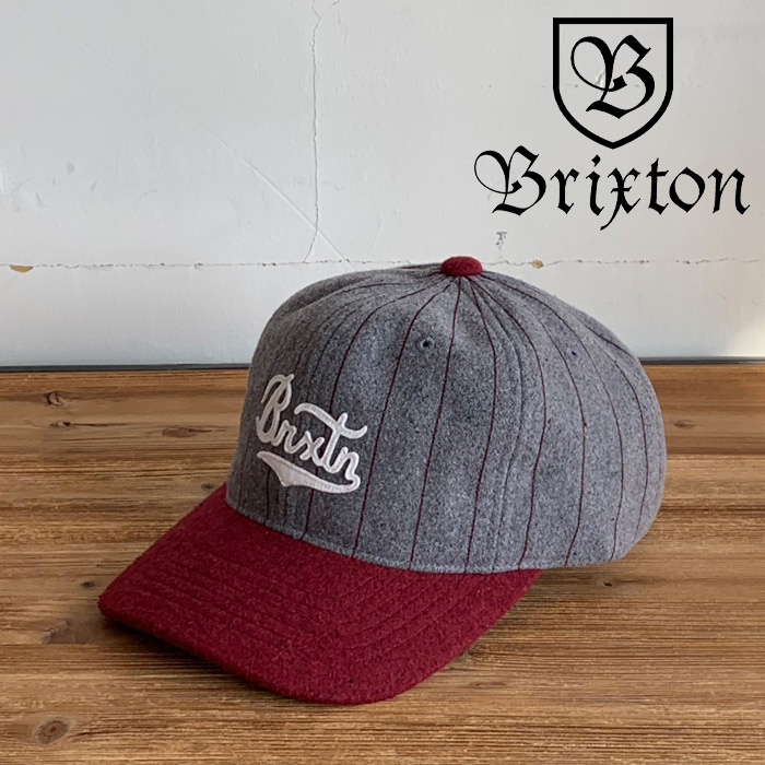 BRIXTON(ブリクストン)　BURT MP CAP (HEATHER GREY/BURGUNDY)　【スナップバックキャップ 帽子 6パネル】　
