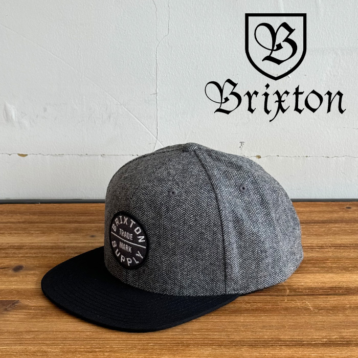 BRIXTON(ブリクストン)　OATH III SNAPBACK CAP (BLK GRY/HERRINGBONE)　【スナップバックキャップ 帽子】【ブリクストン キャップ 